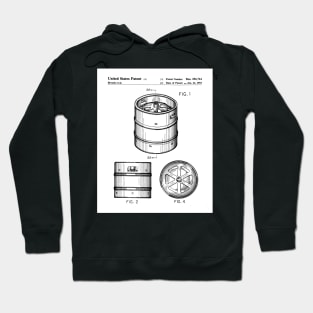 Beer Keg Patent - Beer Lover Craft Ale Art - White Hoodie